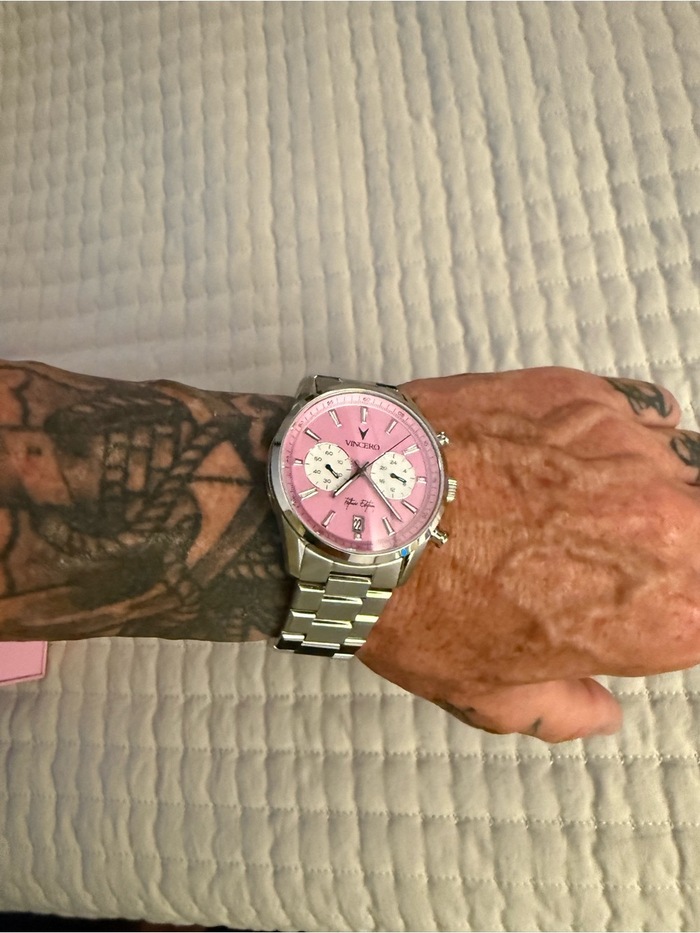 Men's Vincero Stainless Steel Watch with Pink Dial